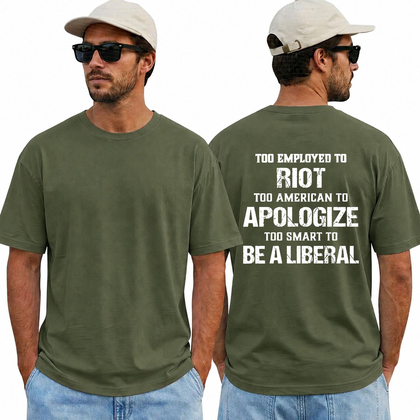 Too Employed Too American Shirt Funny Conservative Patriotic Graphic Tee Anti Woke Gift For Adults
