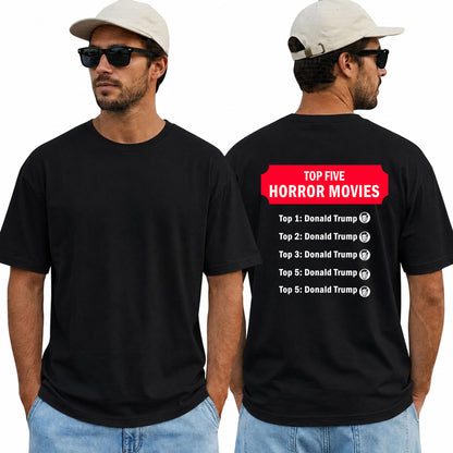 Top Five Horror Movies Shirt Funny Anti Trump Halloween Political Graphic Tee Costume Gift For Adults
