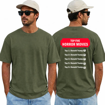 Top Five Horror Movies Shirt Funny Anti Trump Halloween Political Graphic Tee Costume Gift For Adults