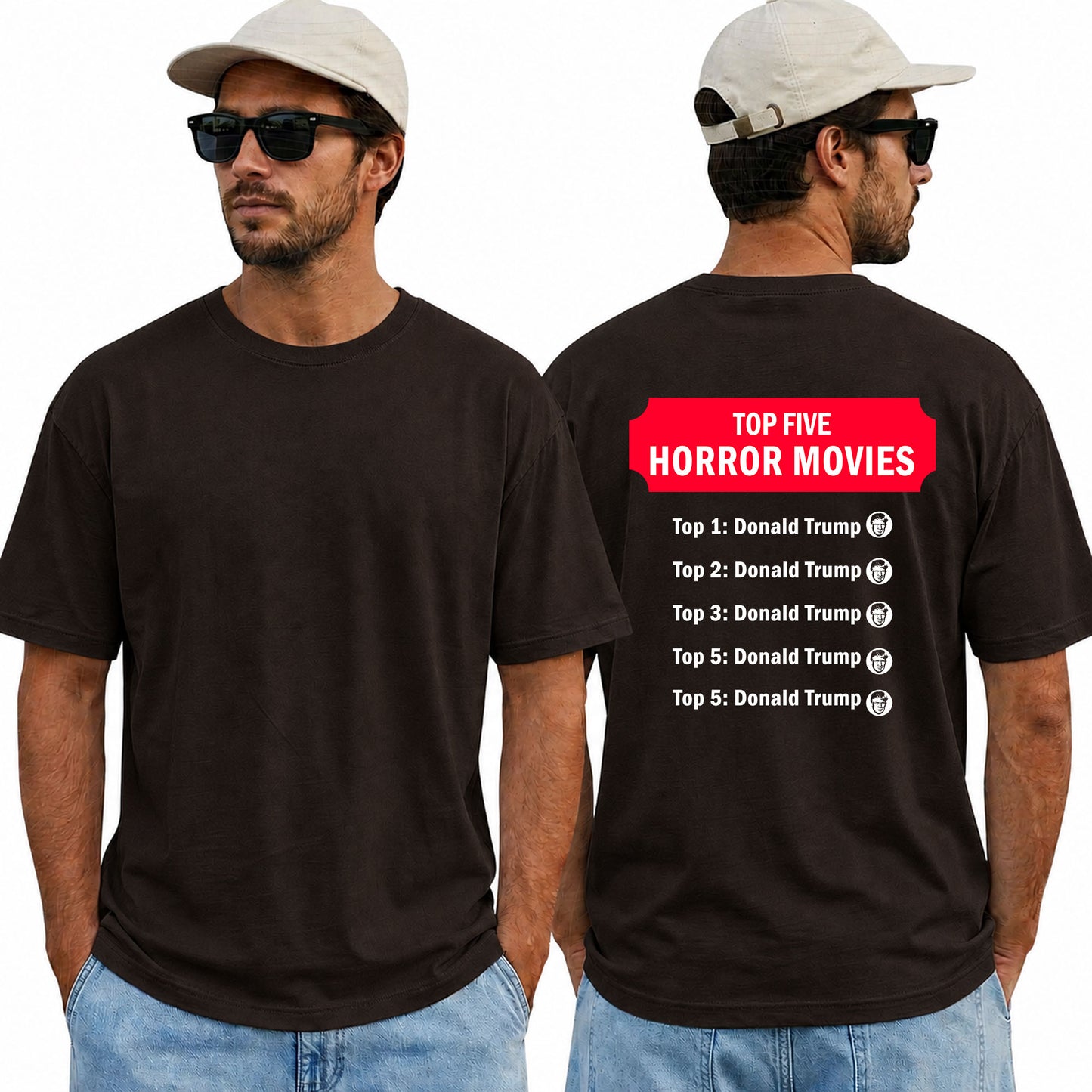 Top Five Horror Movies Shirt Funny Anti Trump Halloween Political Graphic Tee Costume Gift For Adults