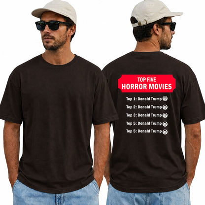 Top Five Horror Movies Shirt Funny Anti Trump Halloween Political Graphic Tee Costume Gift For Adults