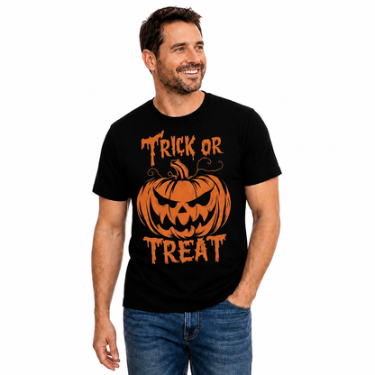 Trick Or Treat Pumpkin Halloween Shirt Funny Spooky Graphic Tee Fall Gift For Adults