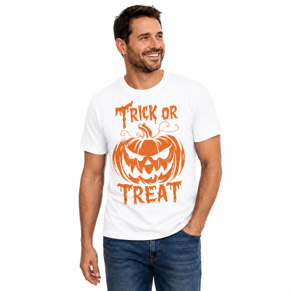 Trick Or Treat Pumpkin Halloween Shirt Funny Spooky Graphic Tee Fall Gift For Adults