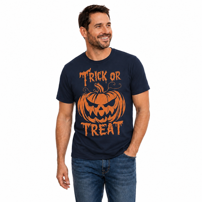 Trick Or Treat Pumpkin Halloween Shirt Funny Spooky Graphic Tee Fall Gift For Adults