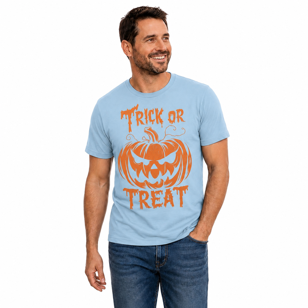 Trick Or Treat Pumpkin Halloween Shirt Funny Spooky Graphic Tee Fall Gift For Adults
