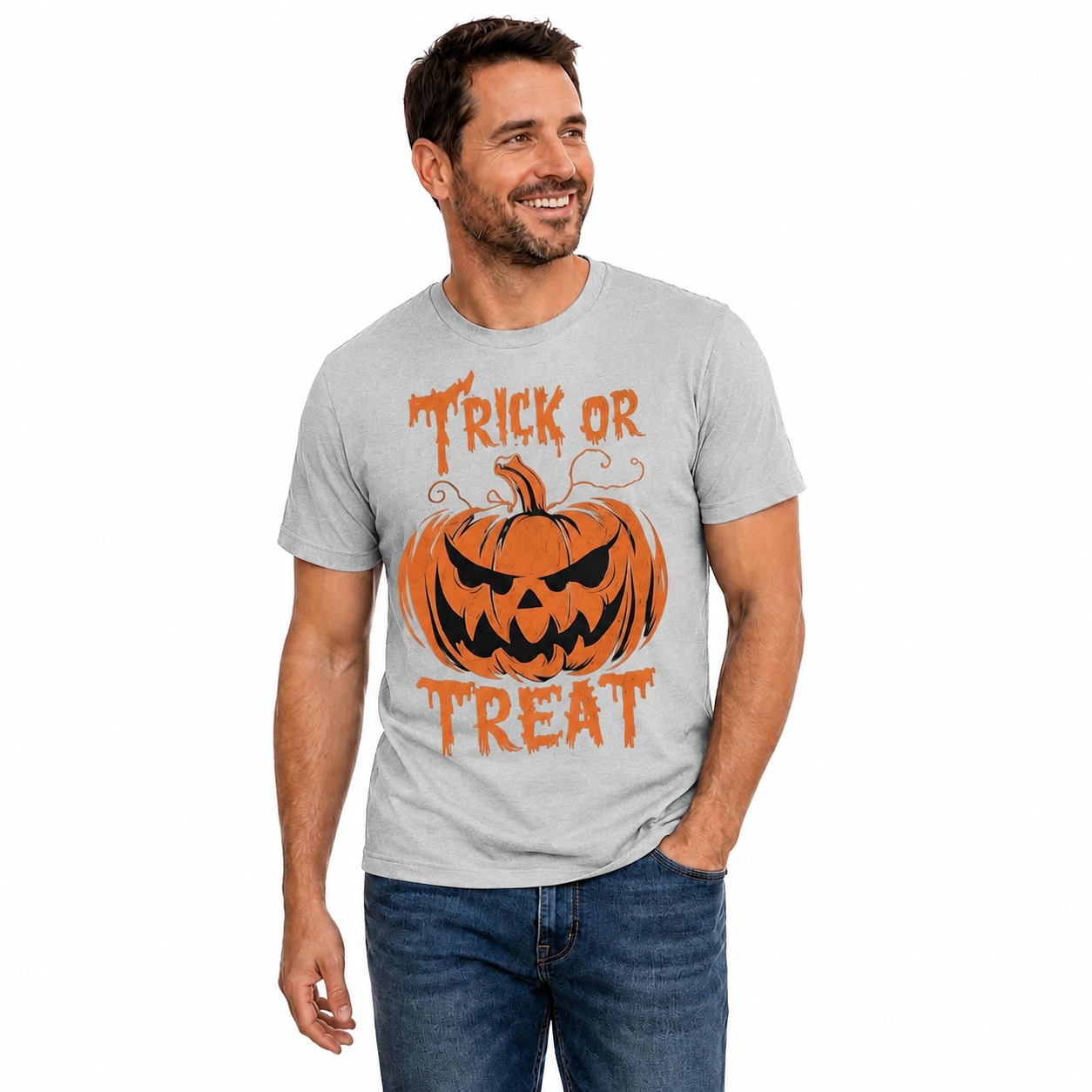 Trick Or Treat Pumpkin Halloween Shirt Funny Spooky Graphic Tee Fall Gift For Adults