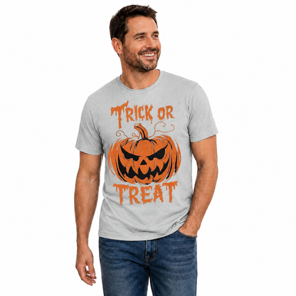 Trick Or Treat Pumpkin Halloween Shirt Funny Spooky Graphic Tee Fall Gift For Adults