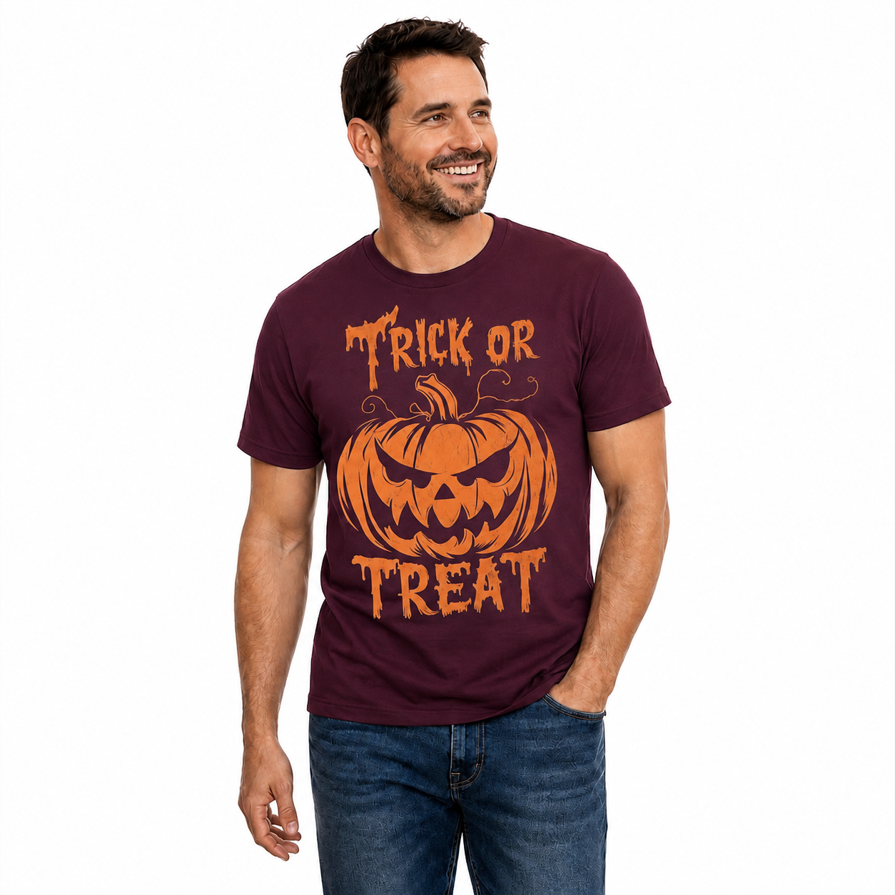 Trick Or Treat Pumpkin Halloween Shirt Funny Spooky Graphic Tee Fall Gift For Adults