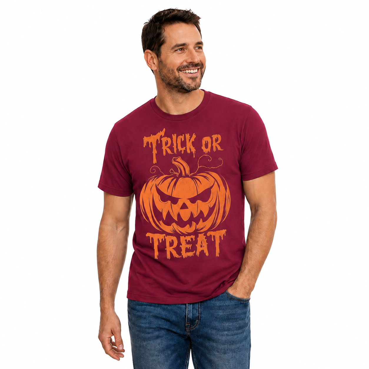 Trick Or Treat Pumpkin Halloween Shirt Funny Spooky Graphic Tee Fall Gift For Adults