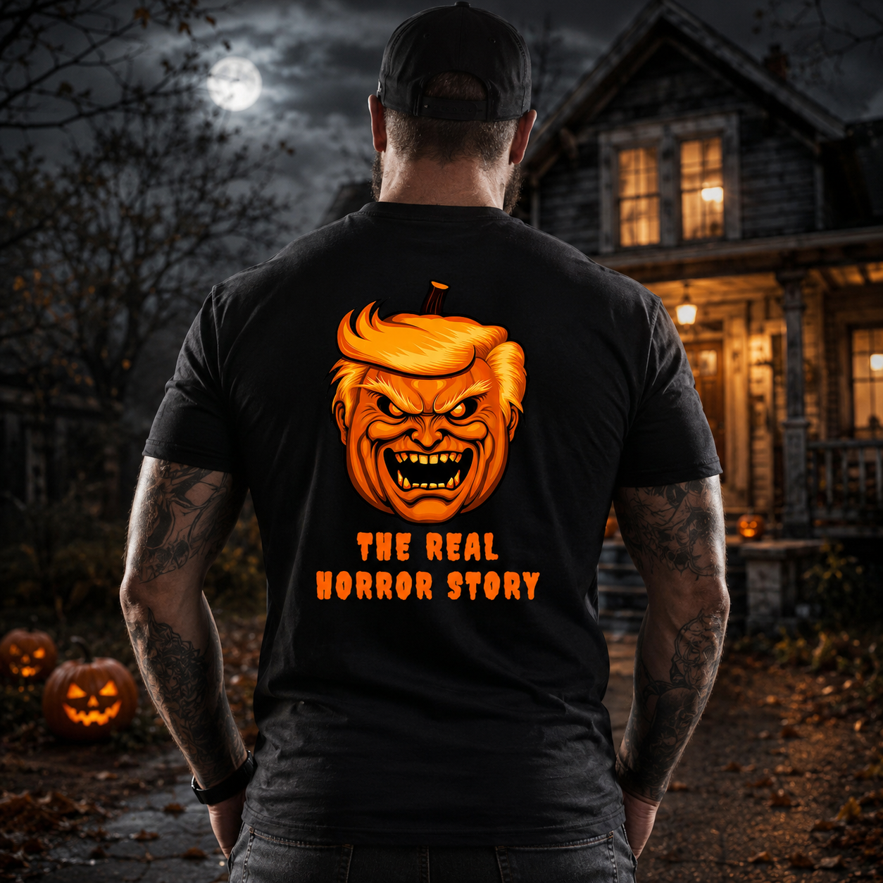 Trump The Real Horror Story Shirt Funny Anti Trump Halloween Political Graphic Tee Costume Gift For Adults
