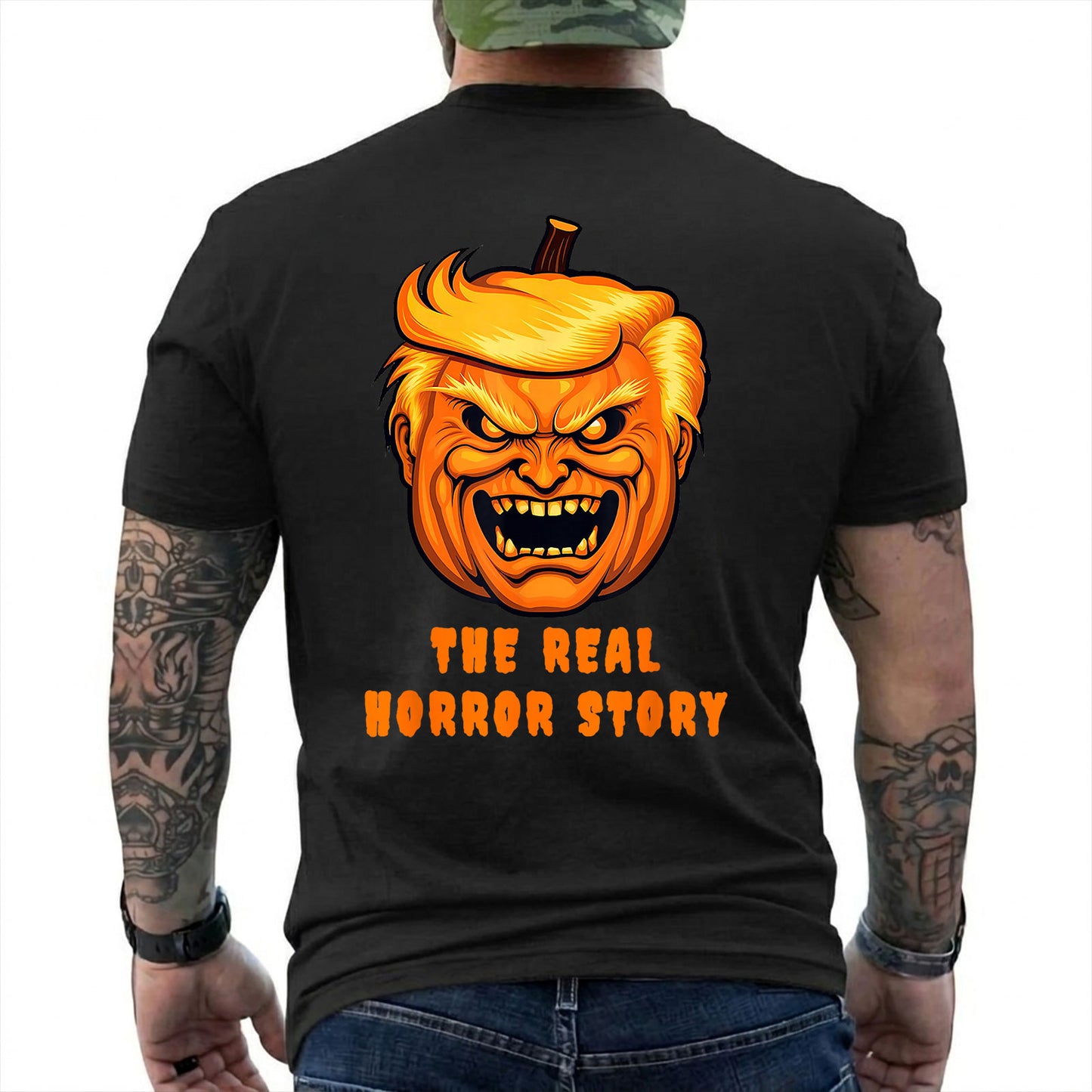 Trump The Real Horror Story Shirt Funny Anti Trump Halloween Political Graphic Tee Costume Gift For Adults