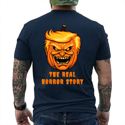 Trump The Real Horror Story Shirt Funny Anti Trump Halloween Political Graphic Tee Costume Gift For Adults