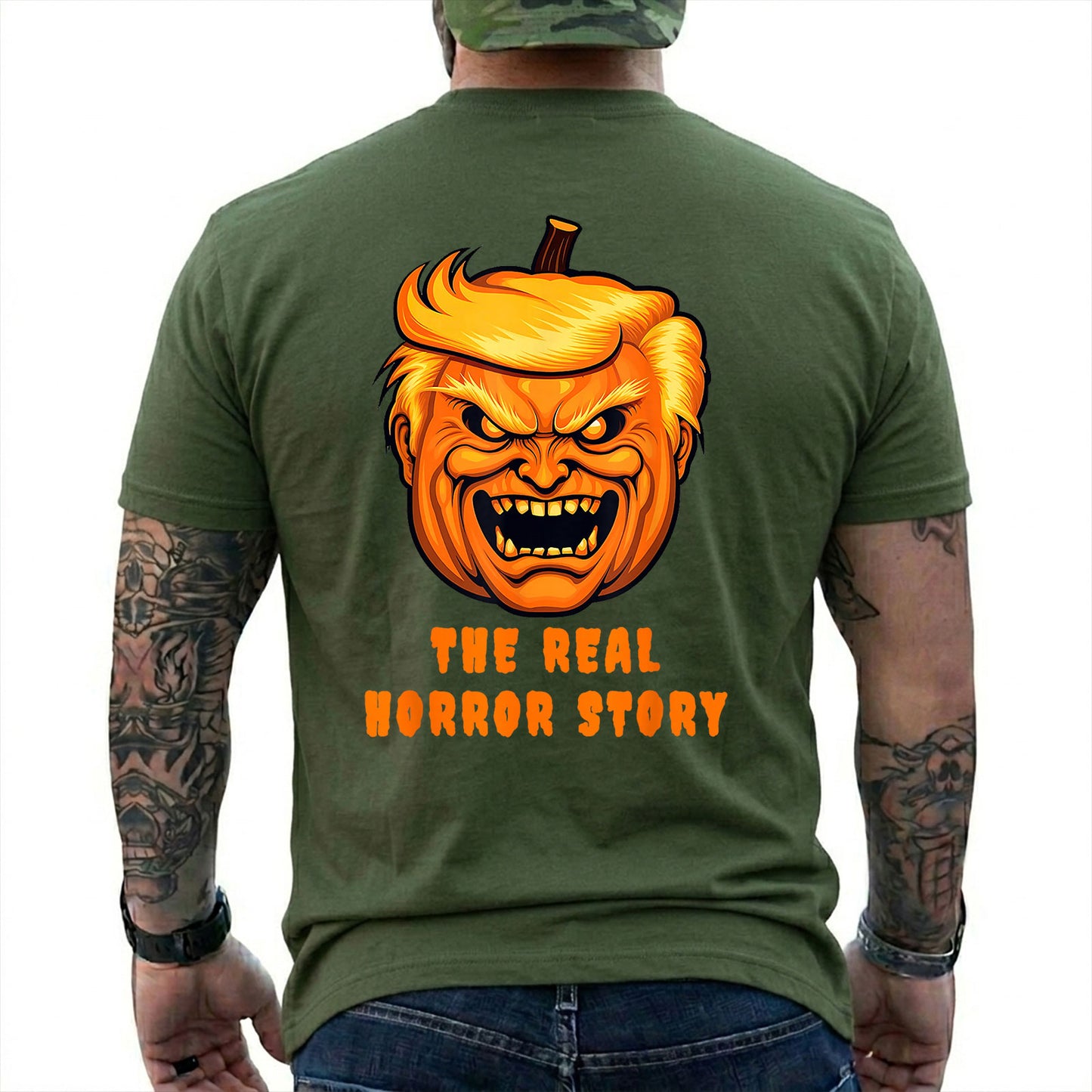 Trump The Real Horror Story Shirt Funny Anti Trump Halloween Political Graphic Tee Costume Gift For Adults