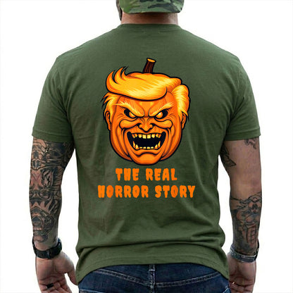 Trump The Real Horror Story Shirt Funny Anti Trump Halloween Political Graphic Tee Costume Gift For Adults