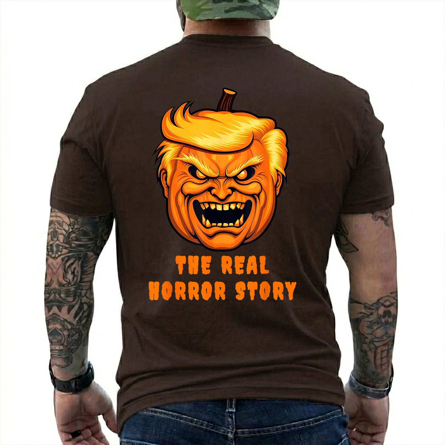 Trump The Real Horror Story Shirt Funny Anti Trump Halloween Political Graphic Tee Costume Gift For Adults