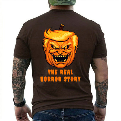 Trump The Real Horror Story Shirt Funny Anti Trump Halloween Political Graphic Tee Costume Gift For Adults