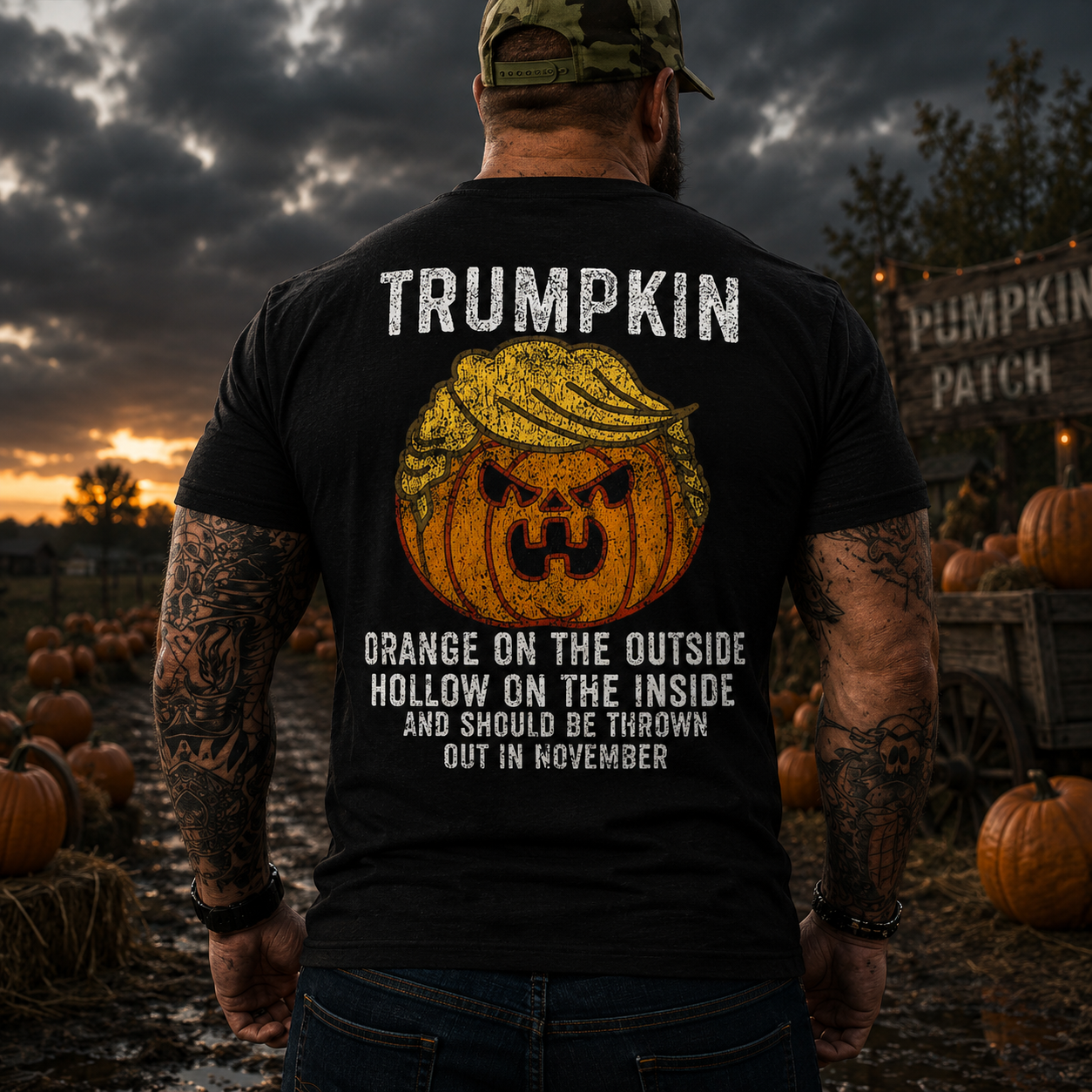 Trumpkin Halloween Shirt Funny Anti Trump Political Graphic Tee Pumpkin Gift For Adults