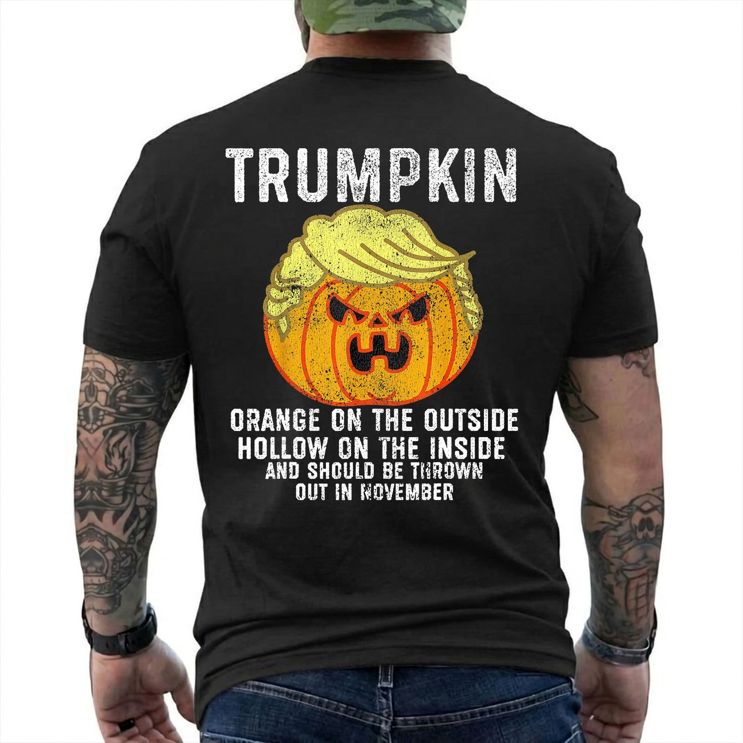 Trumpkin Halloween Shirt Funny Anti Trump Political Graphic Tee Pumpkin Gift For Adults