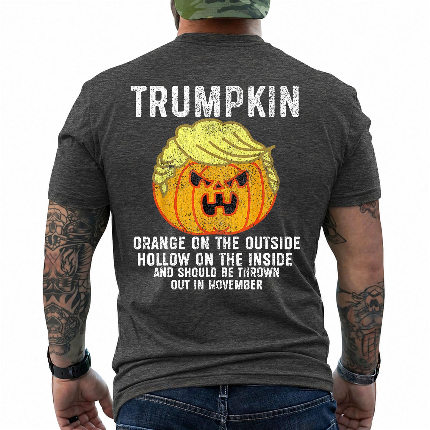 Trumpkin Halloween Shirt Funny Anti Trump Political Graphic Tee Pumpkin Gift For Adults
