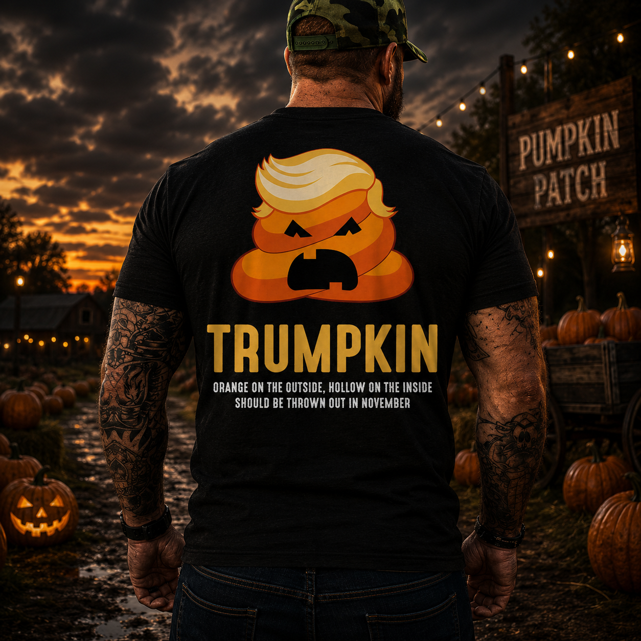 Trumpkin Poop Halloween Shirt Funny Anti Trump Political Graphic Tee Costume Gift For Adults