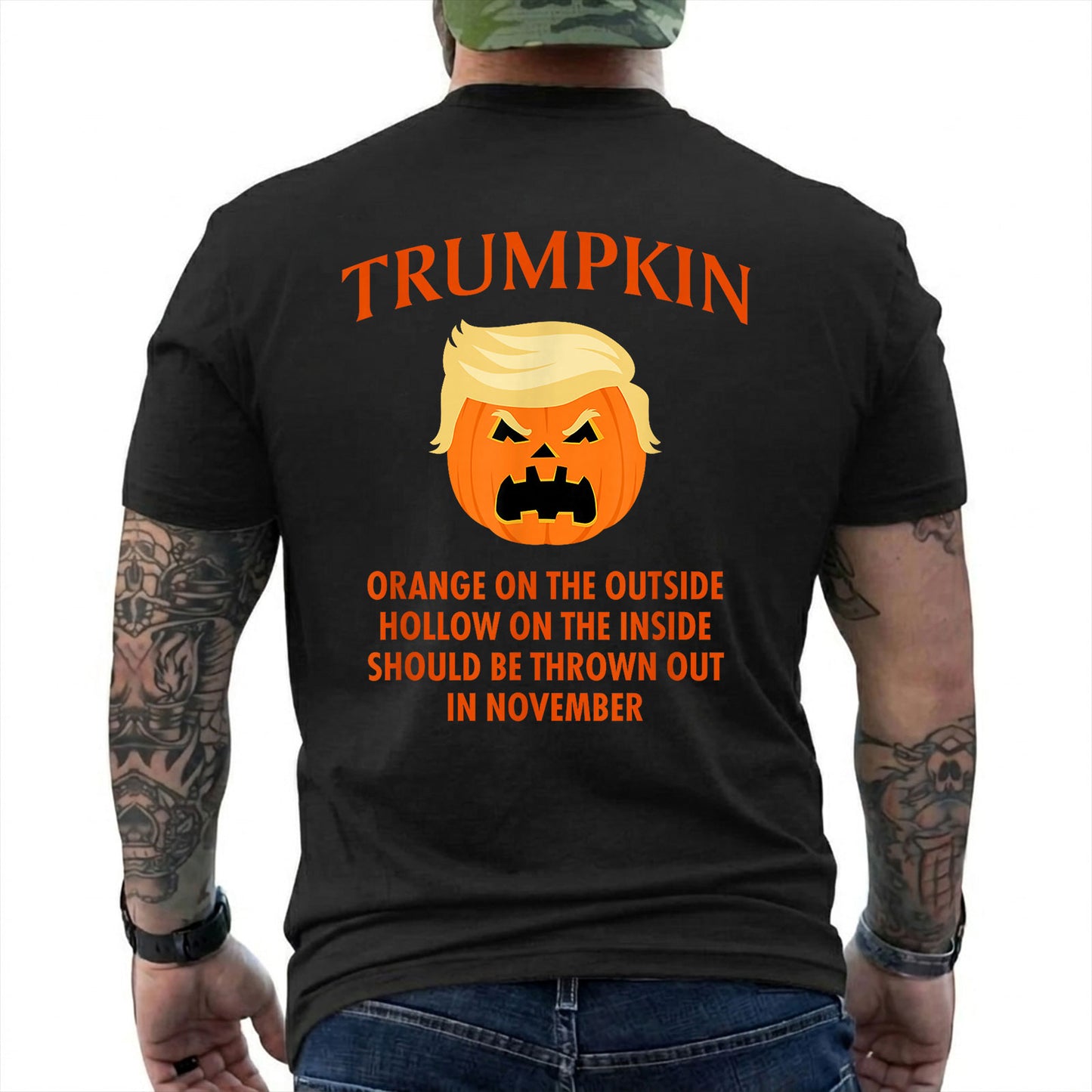 Trumpkin Pumpkin Halloween Shirt Funny Anti Trump Political Graphic Tee Costume Gift For Adults