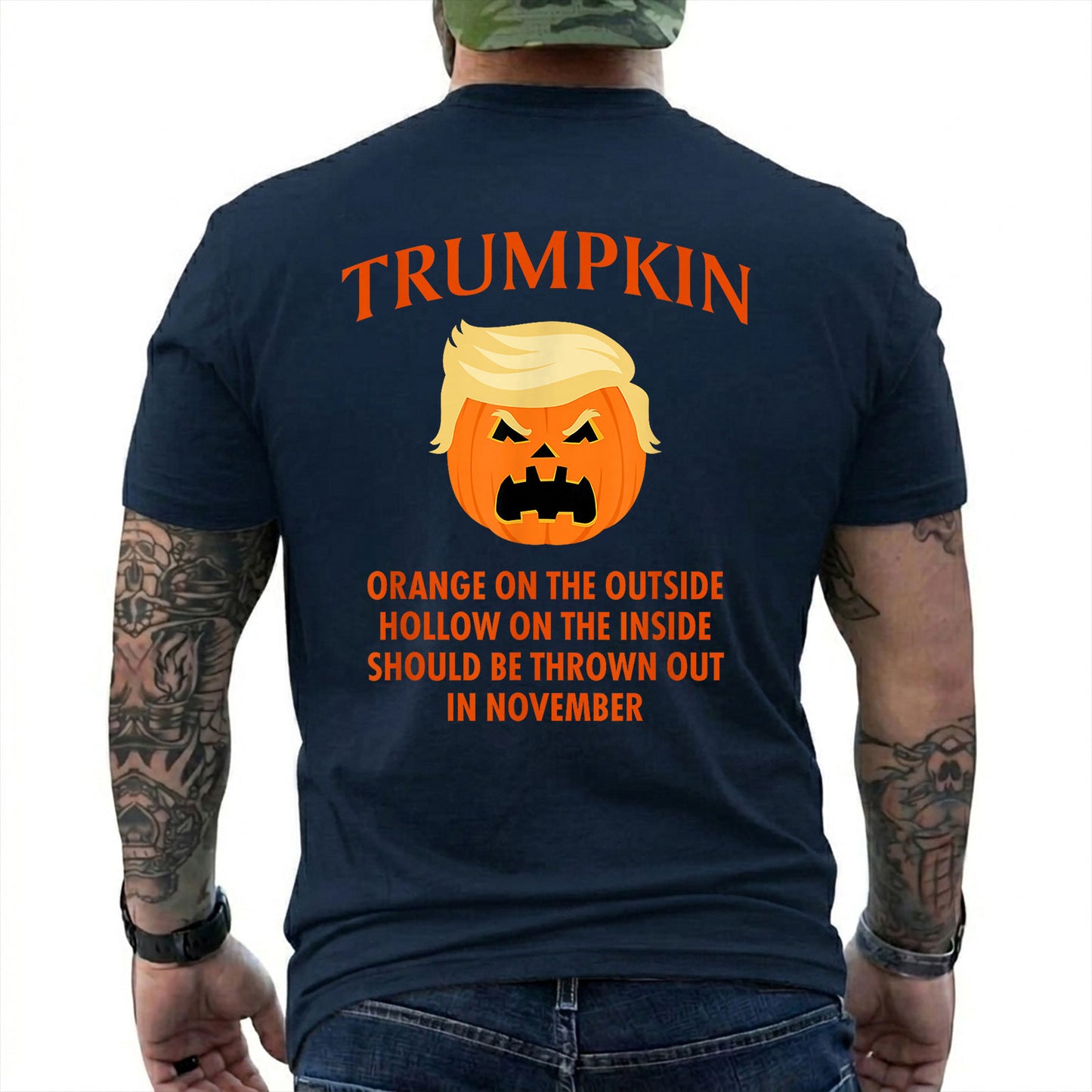 Trumpkin Pumpkin Halloween Shirt Funny Anti Trump Political Graphic Tee Costume Gift For Adults