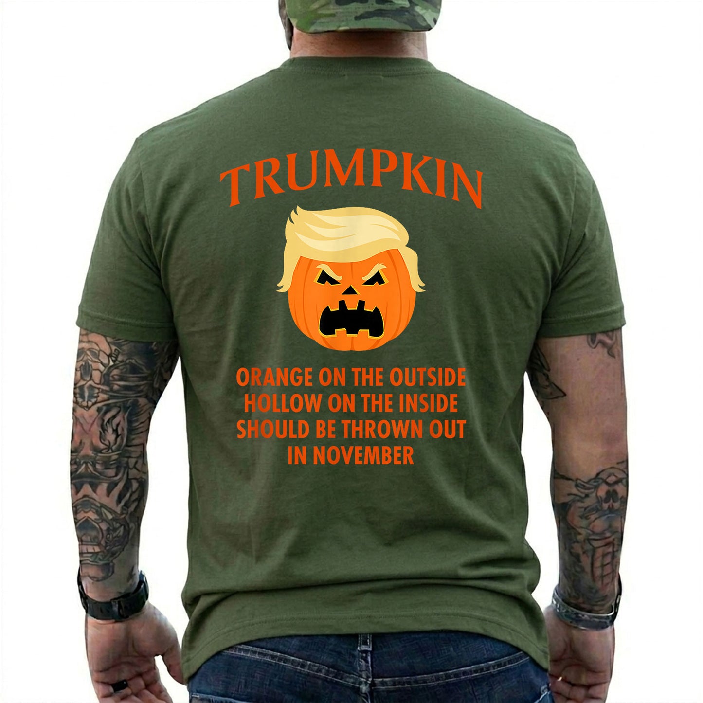 Trumpkin Pumpkin Halloween Shirt Funny Anti Trump Political Graphic Tee Costume Gift For Adults