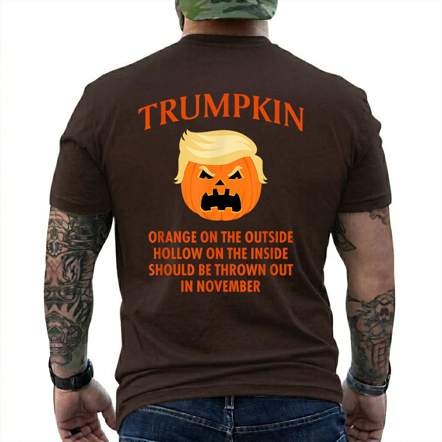 Trumpkin Pumpkin Halloween Shirt Funny Anti Trump Political Graphic Tee Costume Gift For Adults