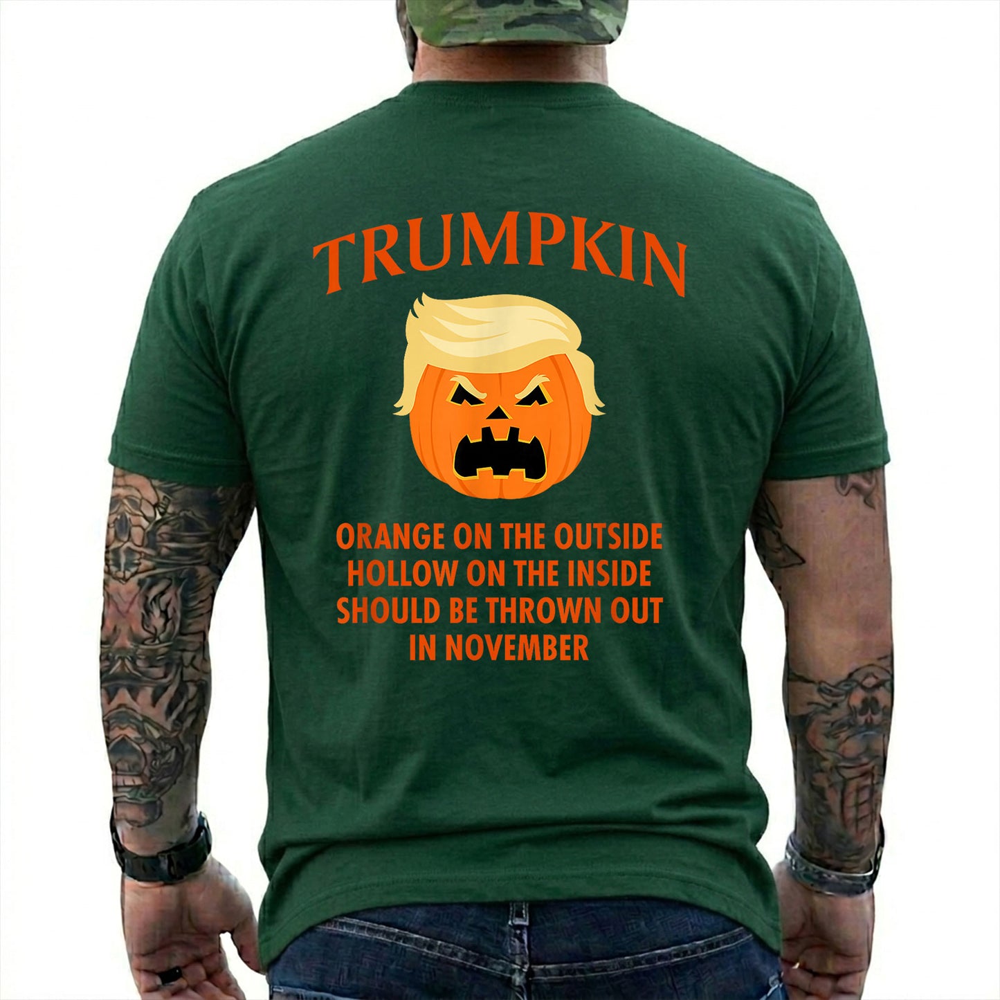 Trumpkin Pumpkin Halloween Shirt Funny Anti Trump Political Graphic Tee Costume Gift For Adults