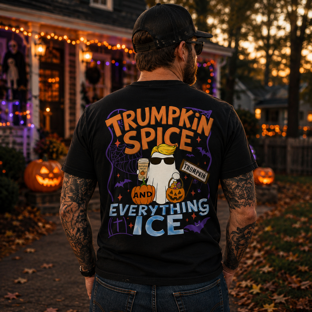 Trumpkin Spice And Everything Ice Shirt Funny Anti Trump Halloween Political Graphic Tee Pumpkin Costume Gift For Adults