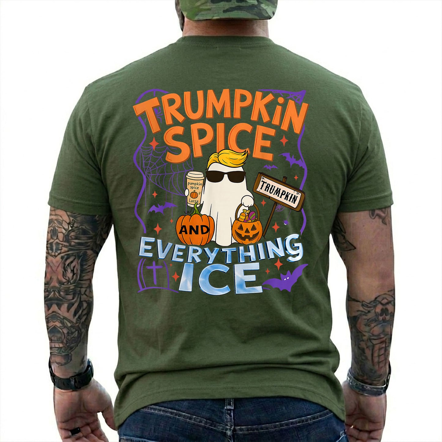 Trumpkin Spice And Everything Ice Shirt Funny Anti Trump Halloween Political Graphic Tee Pumpkin Costume Gift For Adults