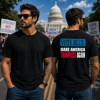 Vote Blue Make America Smart Again Shirt Funny Anti Trump Political Graphic Tee Liberal Gift For Adults