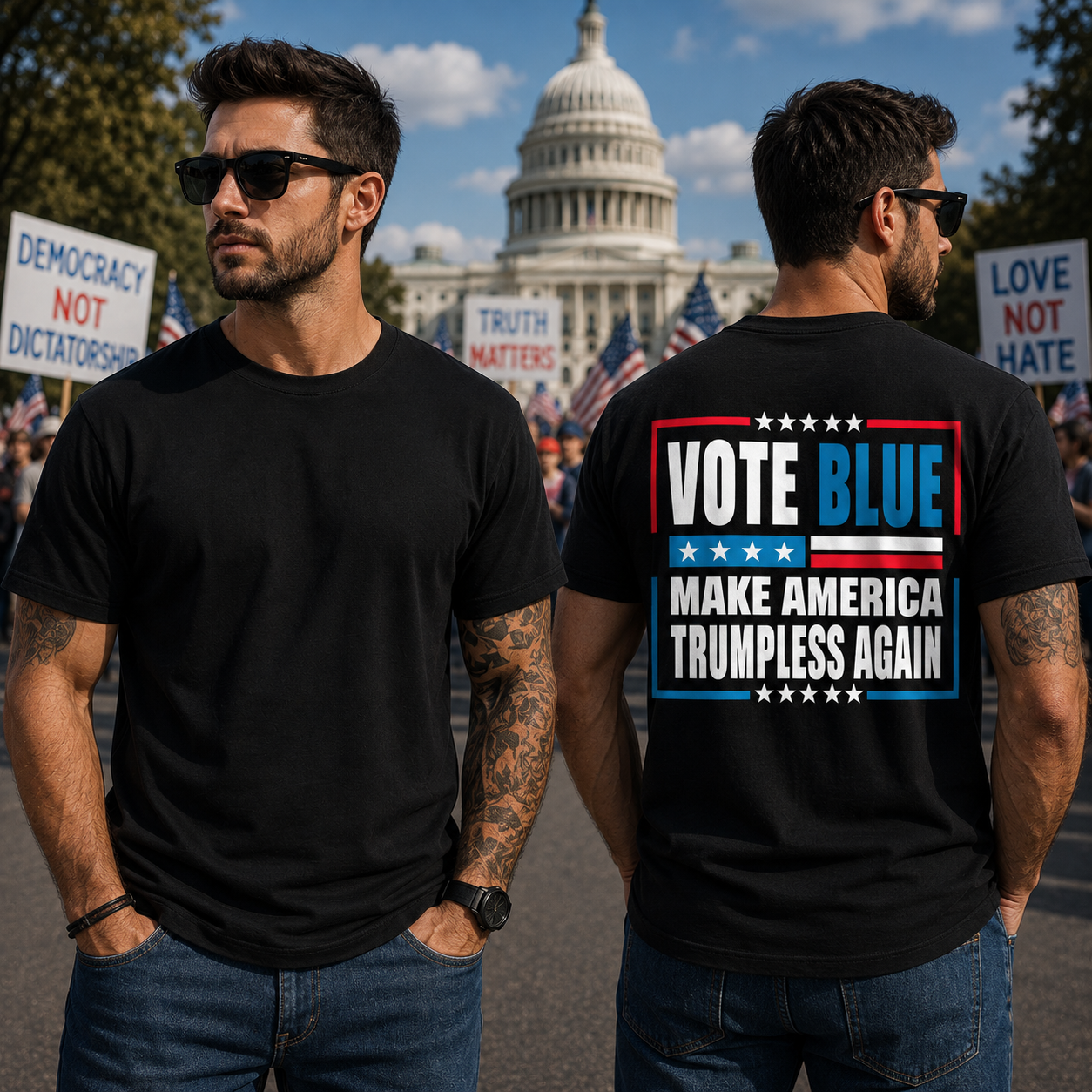 Vote Blue Make America Trumpless Again Shirt Funny Anti Trump Political Graphic Tee Liberal Gift For Adults