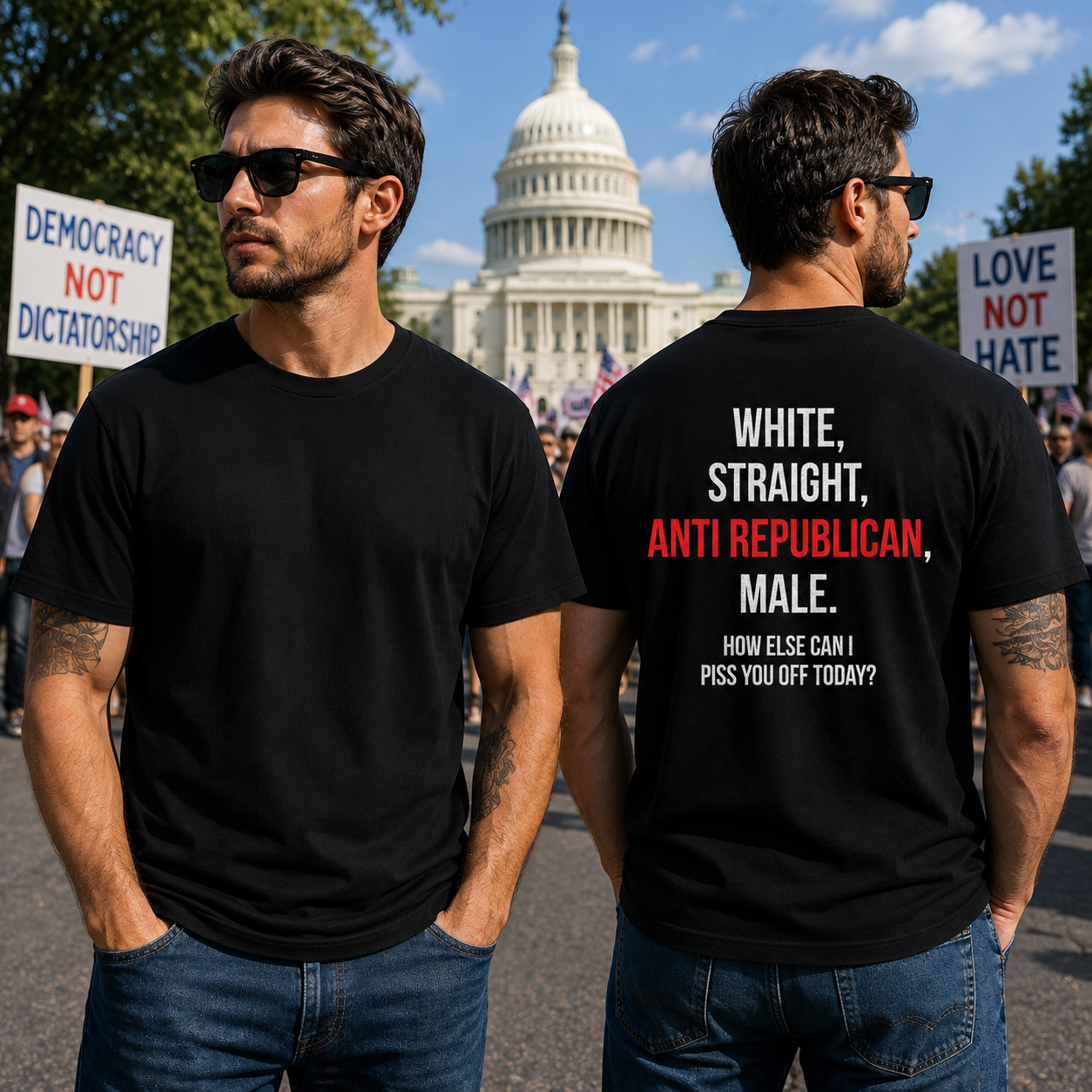 White Straight Anti Republican Shirt Funny Political Graphic Tee Liberal Gift For Adults