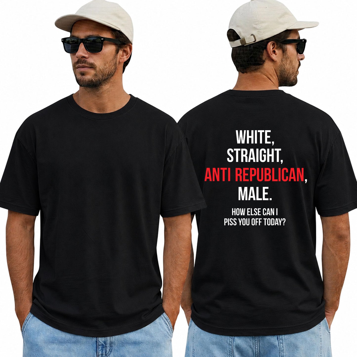 White Straight Anti Republican Shirt Funny Political Graphic Tee Liberal Gift For Adults
