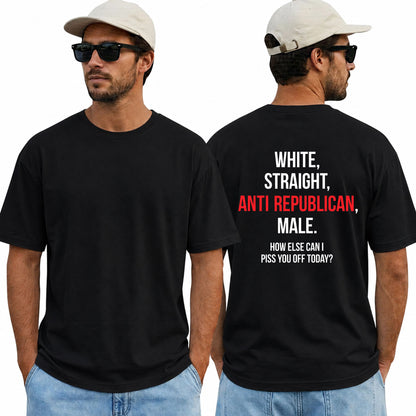 White Straight Anti Republican Shirt Funny Political Graphic Tee Liberal Gift For Adults