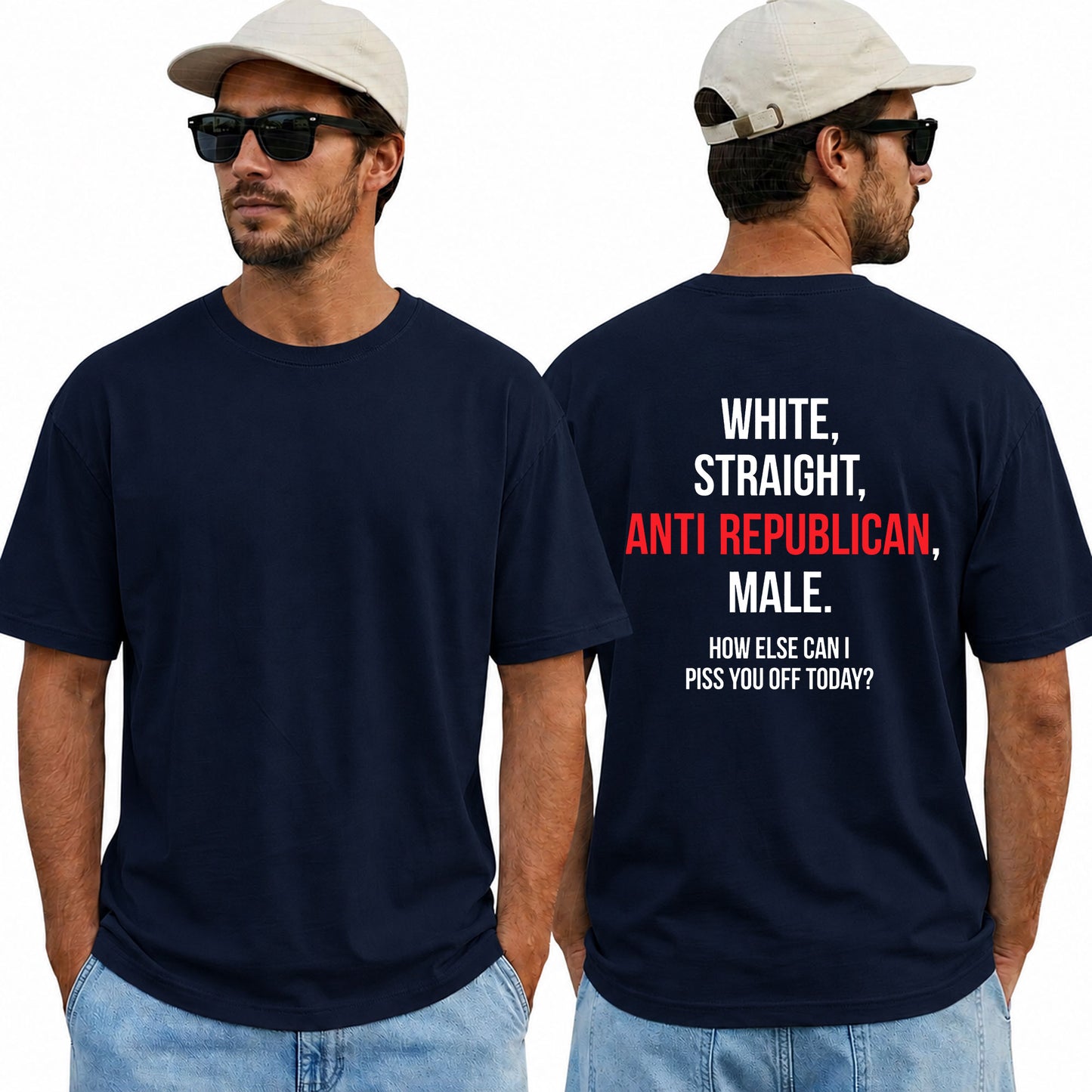 White Straight Anti Republican Shirt Funny Political Graphic Tee Liberal Gift For Adults