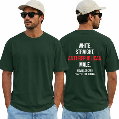 White Straight Anti Republican Shirt Funny Political Graphic Tee Liberal Gift For Adults