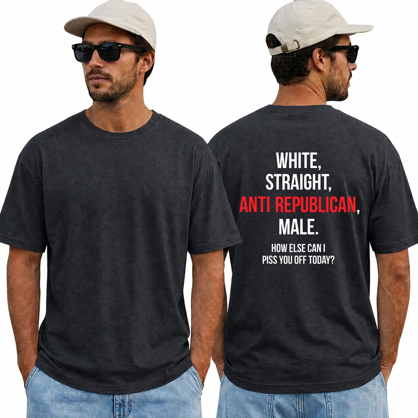 White Straight Anti Republican Shirt Funny Political Graphic Tee Liberal Gift For Adults