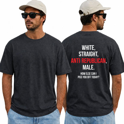 White Straight Anti Republican Shirt Funny Political Graphic Tee Liberal Gift For Adults