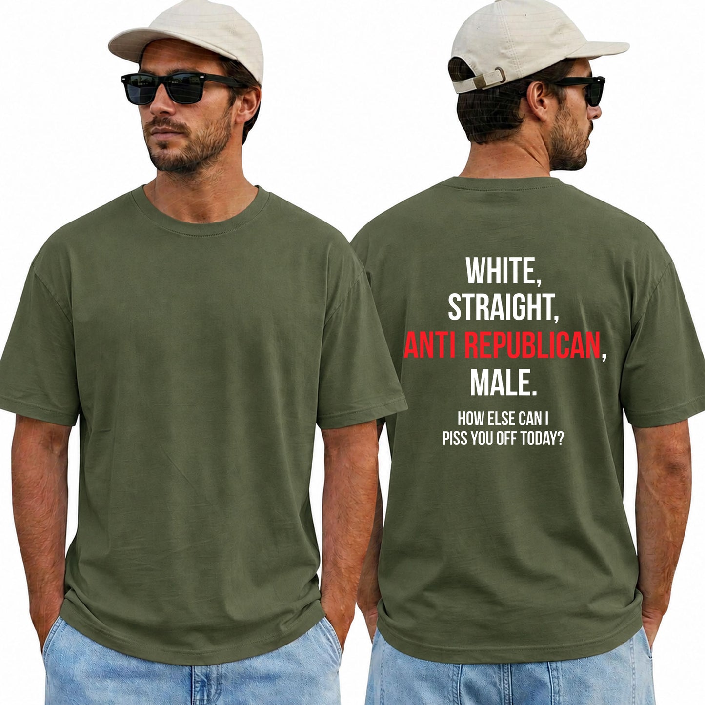 White Straight Anti Republican Shirt Funny Political Graphic Tee Liberal Gift For Adults