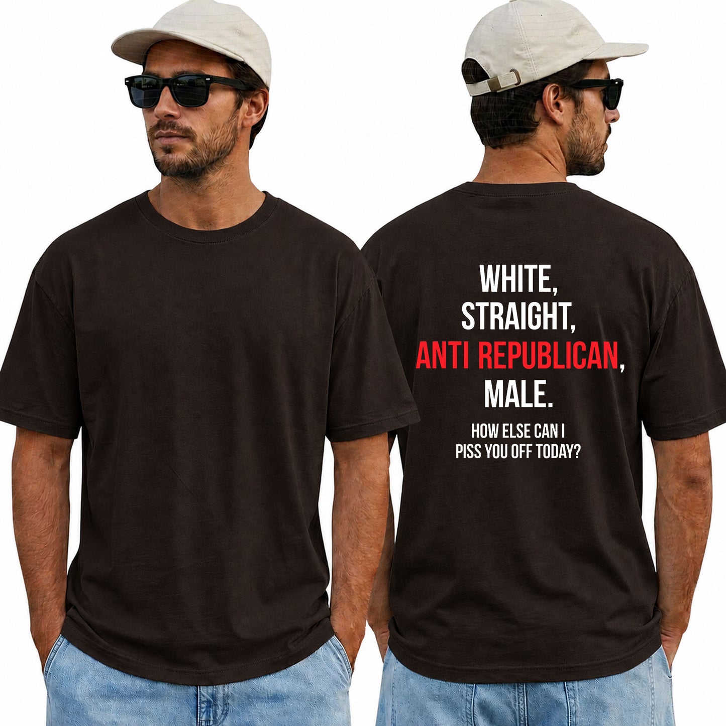 White Straight Anti Republican Shirt Funny Political Graphic Tee Liberal Gift For Adults