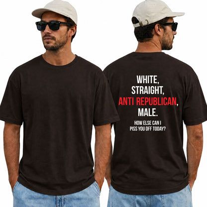White Straight Anti Republican Shirt Funny Political Graphic Tee Liberal Gift For Adults