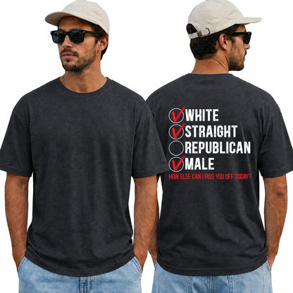 White Straight Male Shirt Funny Anti Republican Political Graphic Tee Liberal Gift For Adults