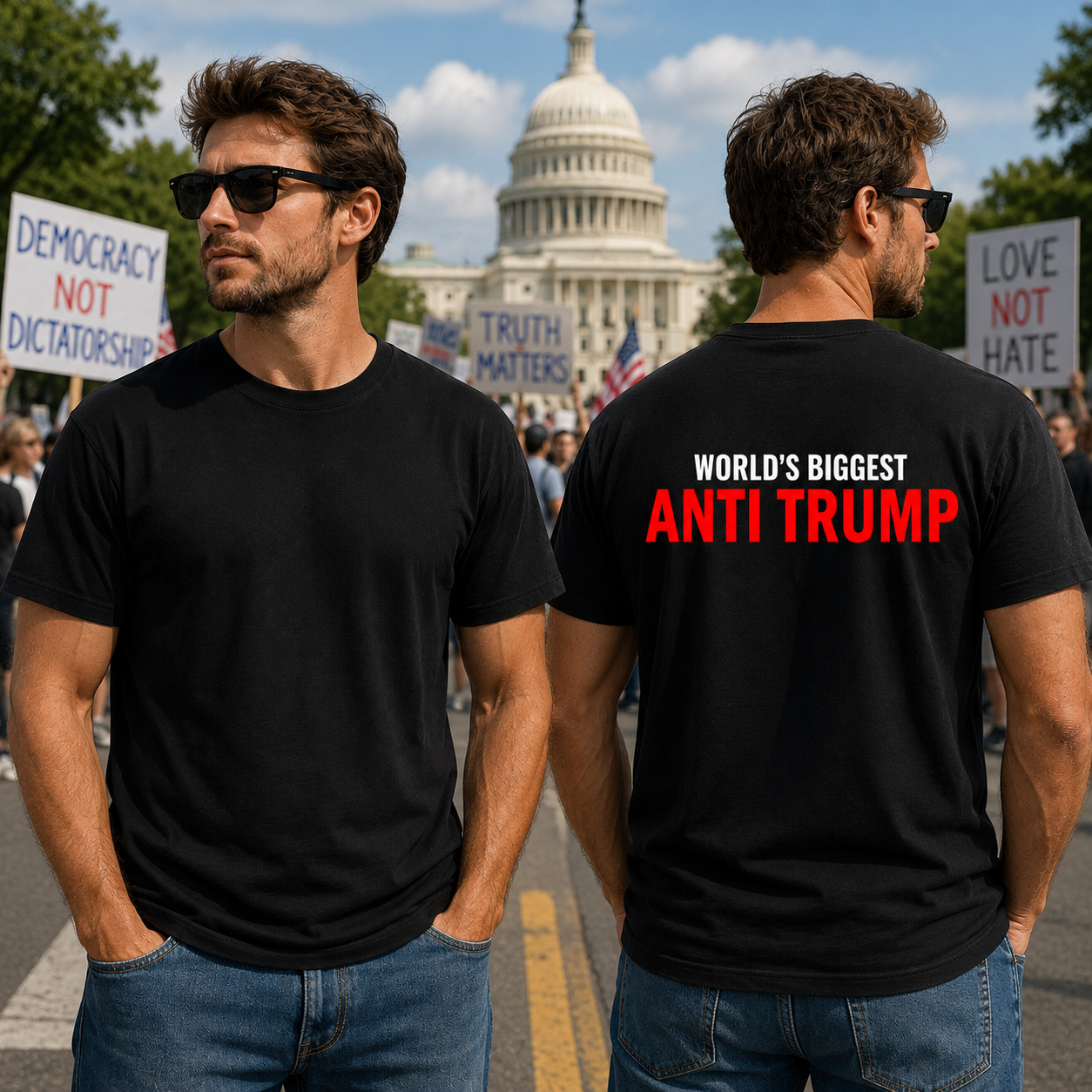 Worlds Biggest Anti Trump Shirt Funny Political Graphic Tee Liberal Gift For Adults