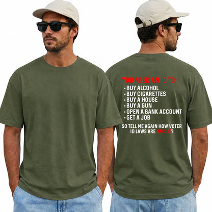 You Need An ID Shirt Funny Conservative Patriotic Graphic Tee Voter Rights Gift For Adults