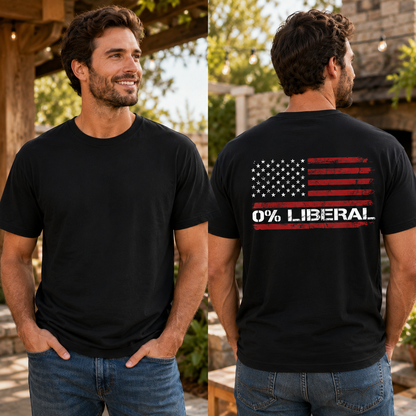 Zero Percent Liberal American Flag Shirt Patriotic Republican Graphic Tee Conservative Gift For Men