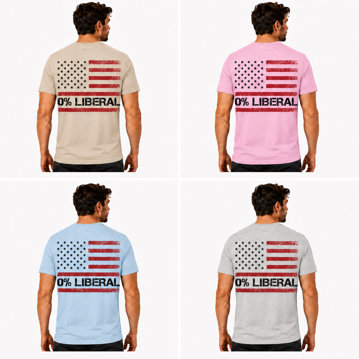 Zero Percent Liberal American Flag Shirt Patriotic Republican Graphic Tee Conservative Gift For Men