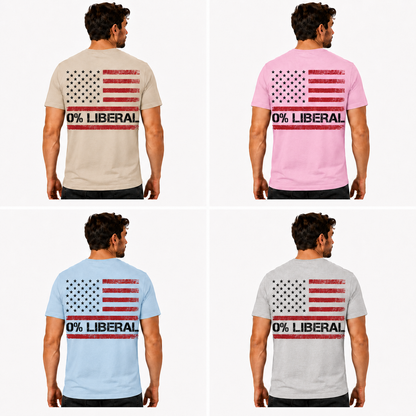 Zero Percent Liberal American Flag Shirt Patriotic Republican Graphic Tee Conservative Gift For Men