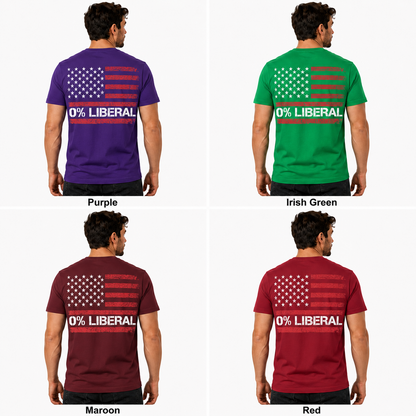 Zero Percent Liberal American Flag Shirt Patriotic Republican Graphic Tee Conservative Gift For Men